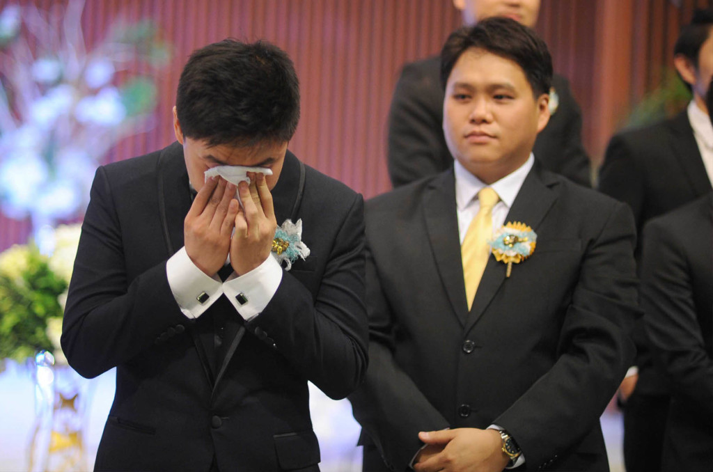 crying groom