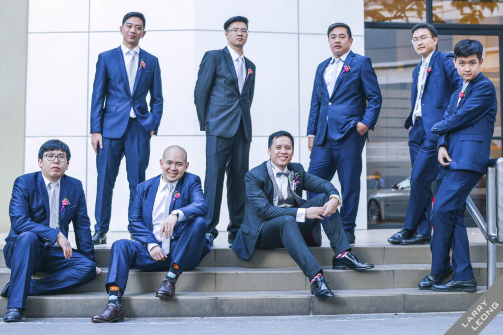 groomsmen having fun